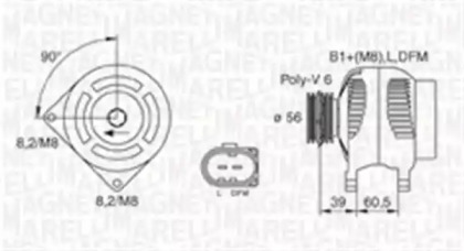 Генератор MAGNETI MARELLI для VW MULTIVAN V (7HM, 7HN, 7HF, 7EF, 7EM, 7EN) 1.9 TDI