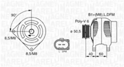 Генератор MAGNETI MARELLI для VW CADDY II Variant (9K9B) 1.4
