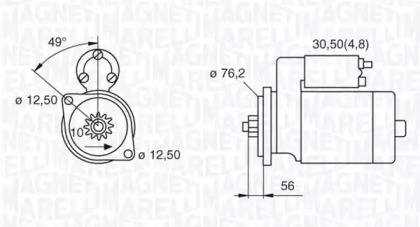 Стартер MAGNETI MARELLI для VW GOLF VI (5K1) 1.6 BiFuel