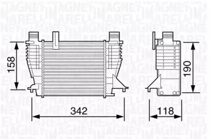 Охладитель наддувочного воздуха (интеркулер) MAGNETI MARELLI для NISSAN NOTE (E11, NE11) 1.5 dCi