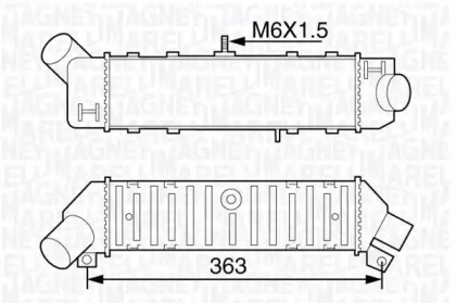 Охладитель наддувочного воздуха (интеркулер) MAGNETI MARELLI для VW CADDY II Variant (9K9B) 1.9 TDI